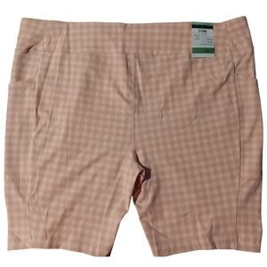 Terra & Sky Pink Gingham Bike Shorts w Pockets 2X Womens NEW